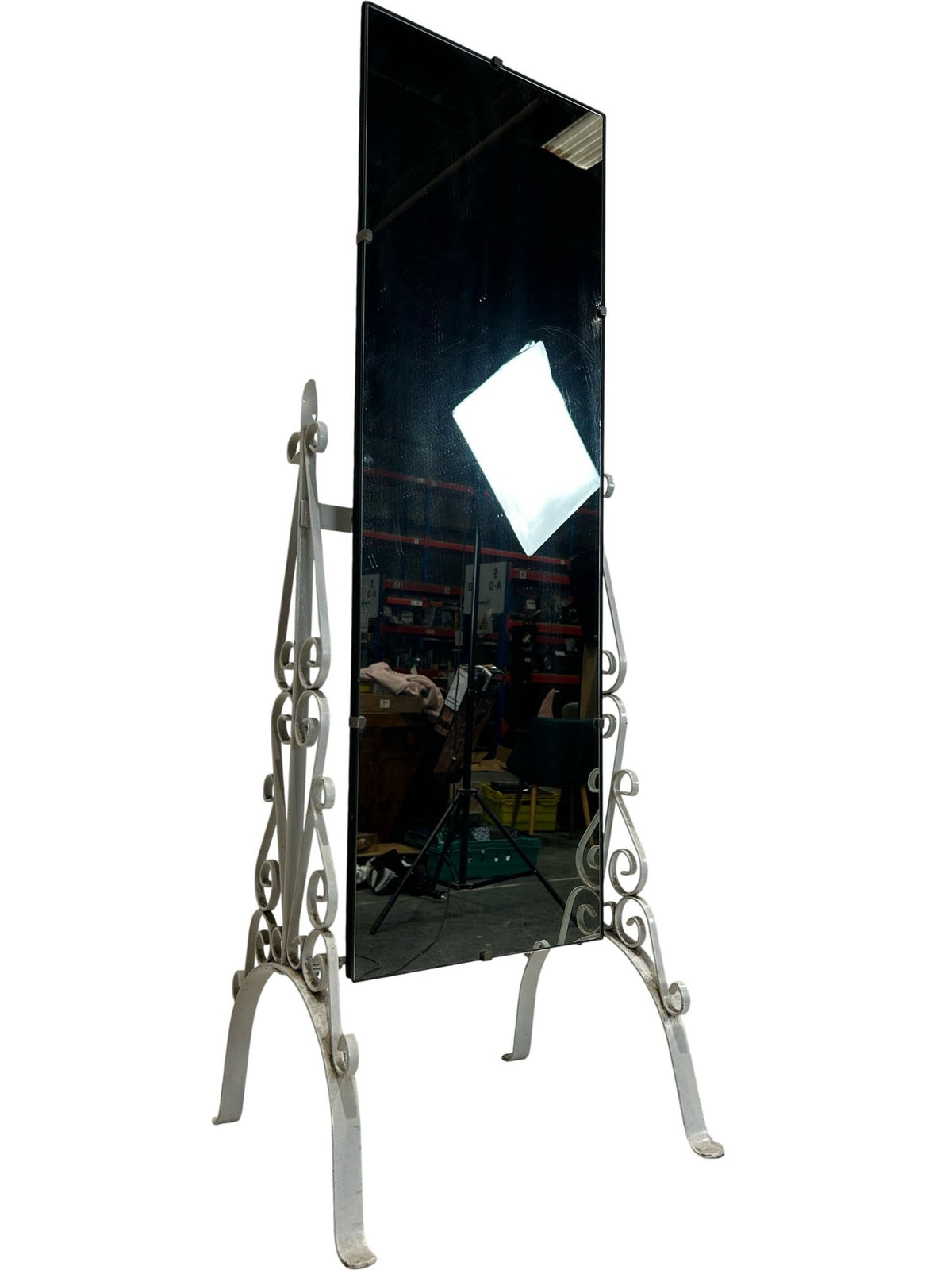 Vintage White Metal Ornate Cheval Dressing Mirror (Pre-Loved)