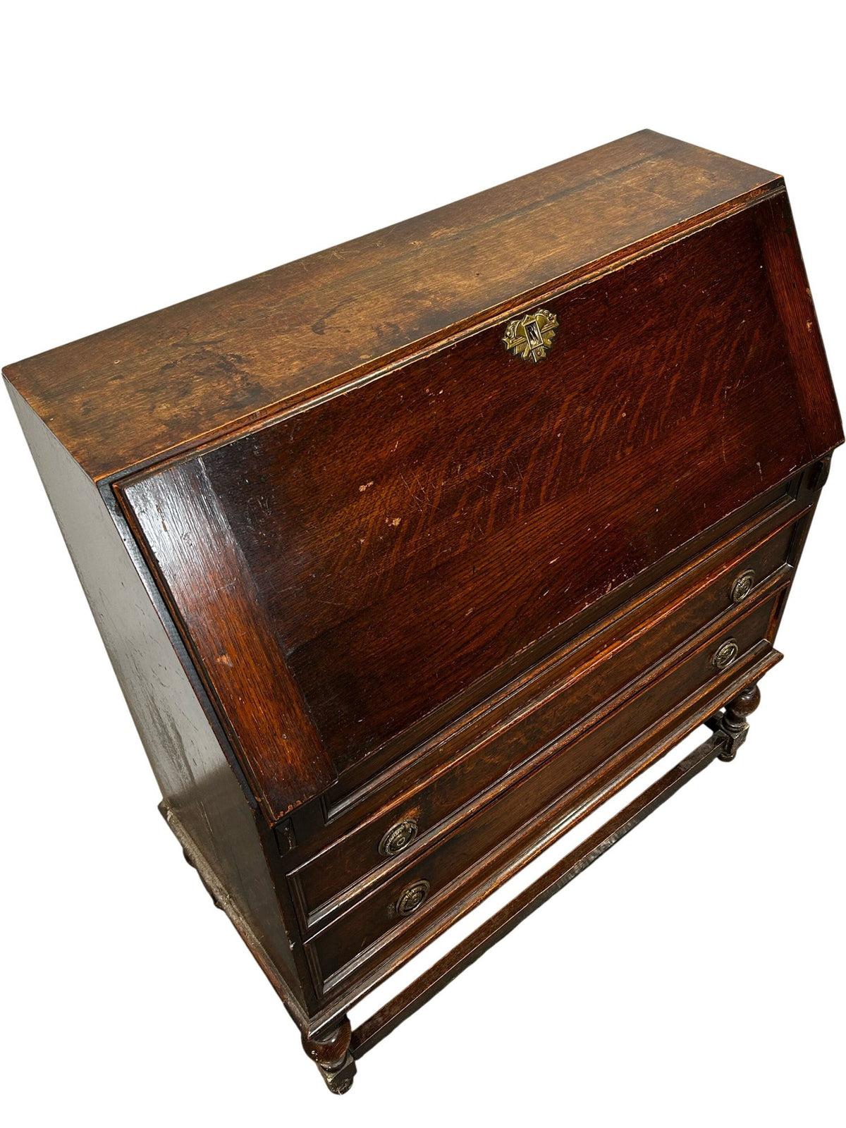 Vintage Drop Front Bureau Writing Desk with Drawers (Pre-Loved)