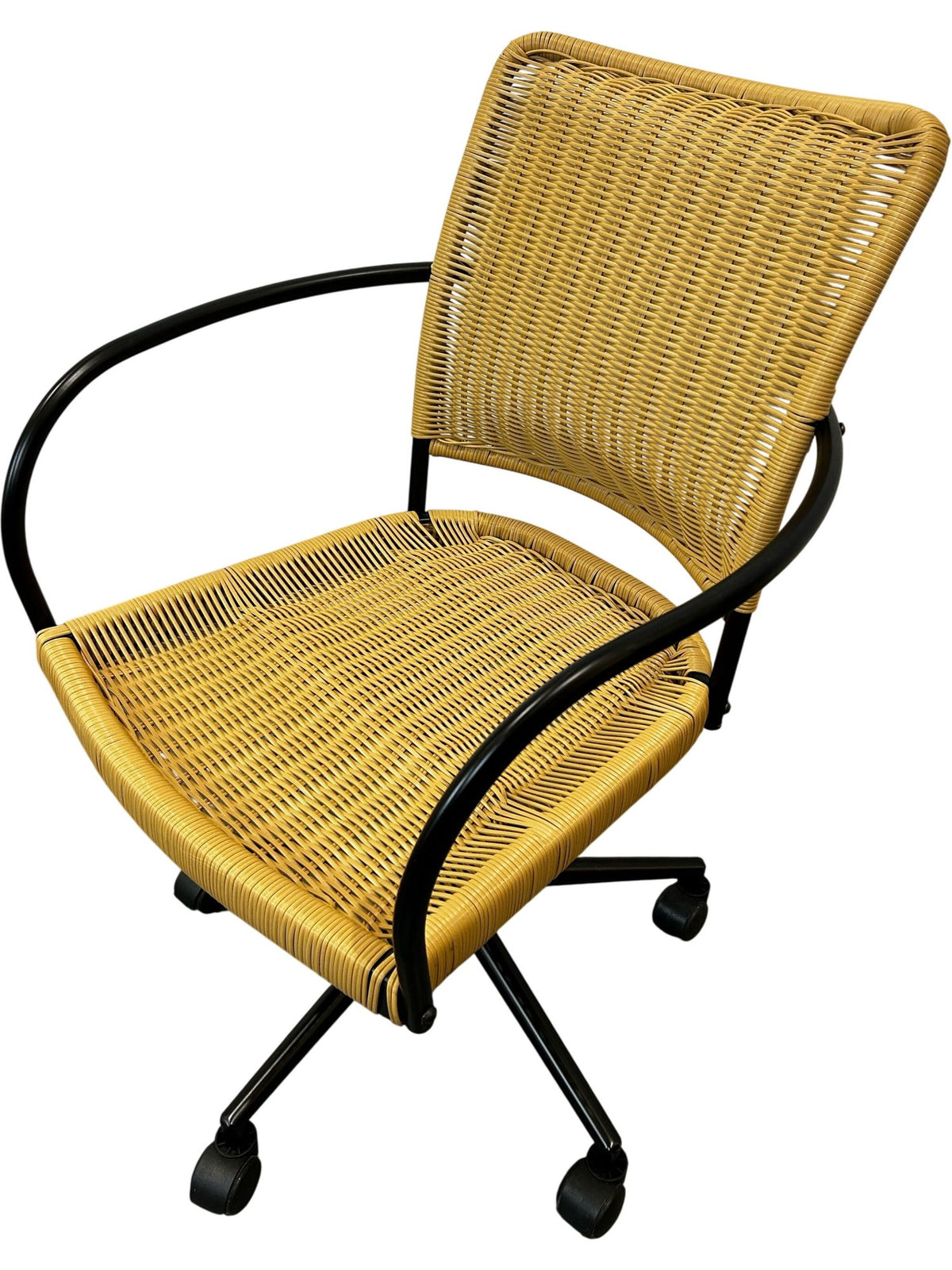 Rattan Office Chair with Black Metal Frame (Pre-Loved)