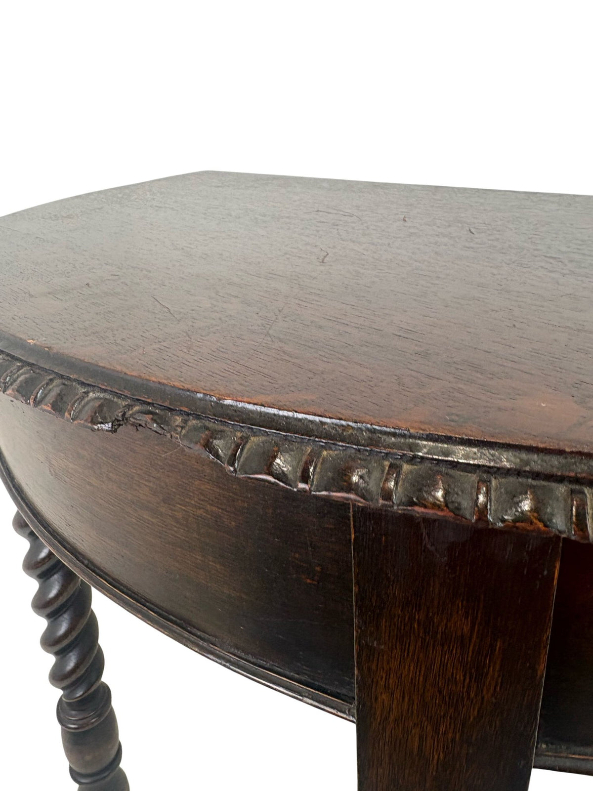 Antique Wooden Demi-Lune Table Barley Twist Legs (Pre-Loved)