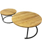 Round Coffee Table Set Black Metal Legs Wooden Top (Pre-Loved)