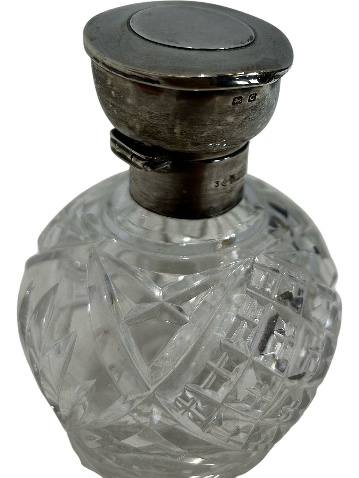 VIntage Cut Glass Perfume Bottle Metal Cap Collectable Vanity Bottle (Pre-Loved)