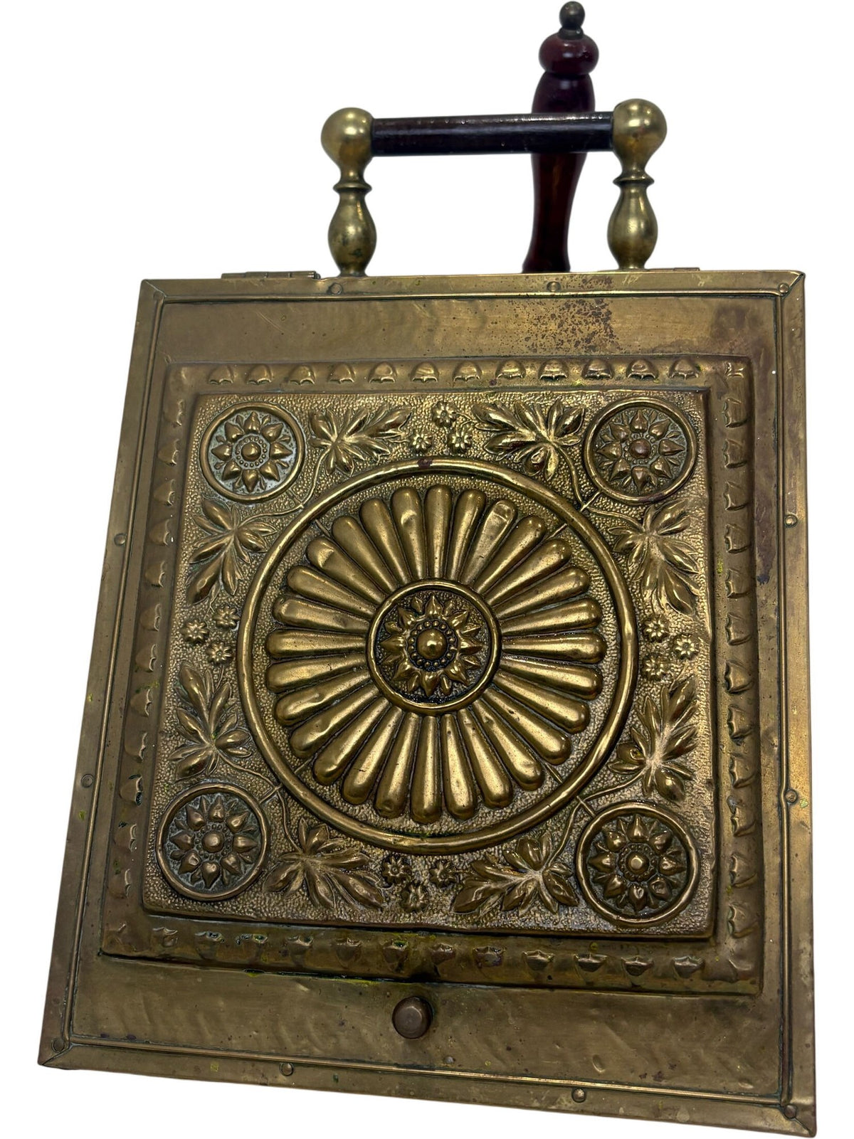 Antique Brass Coal Box with Shovel and Embossed Design Victorian (Pre-Loved)