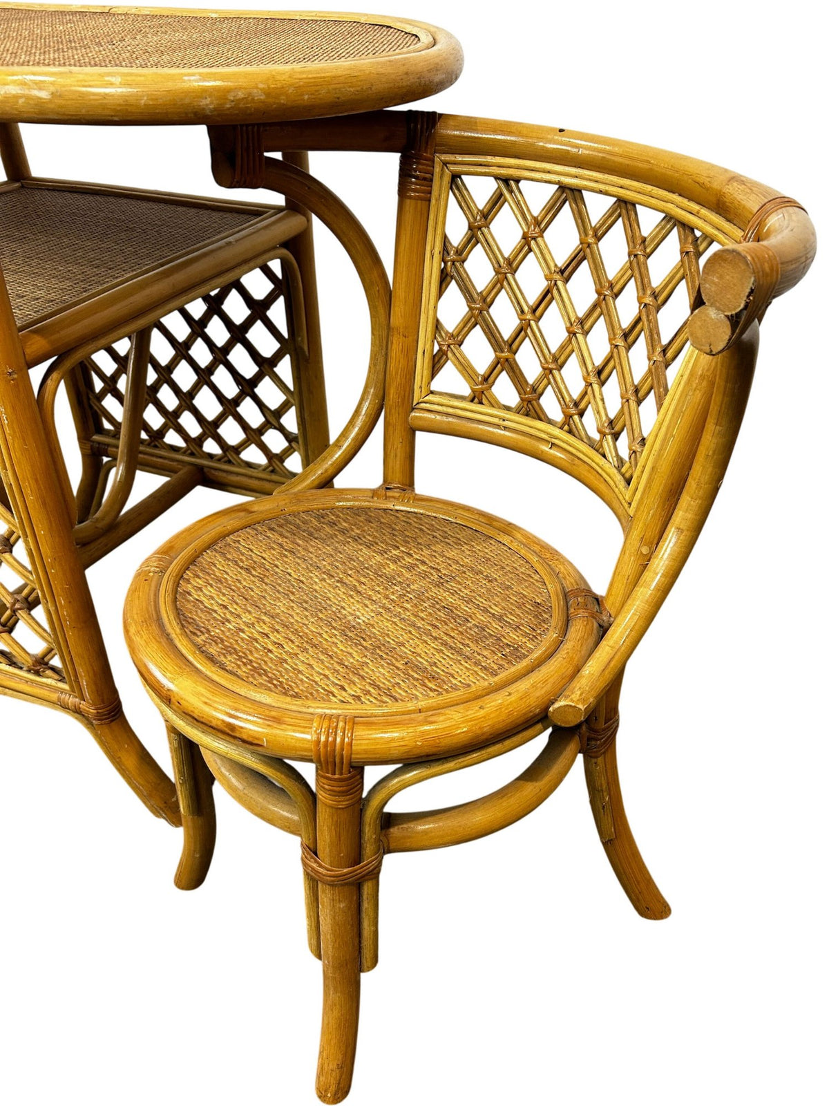 Rattan Bistro Table & Two Chairs Set (Pre-Loved)