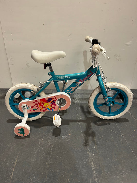 Pedal Pals Teal Mermaid 14” Children’s Bike With Stabilisers (Pre-Loved)