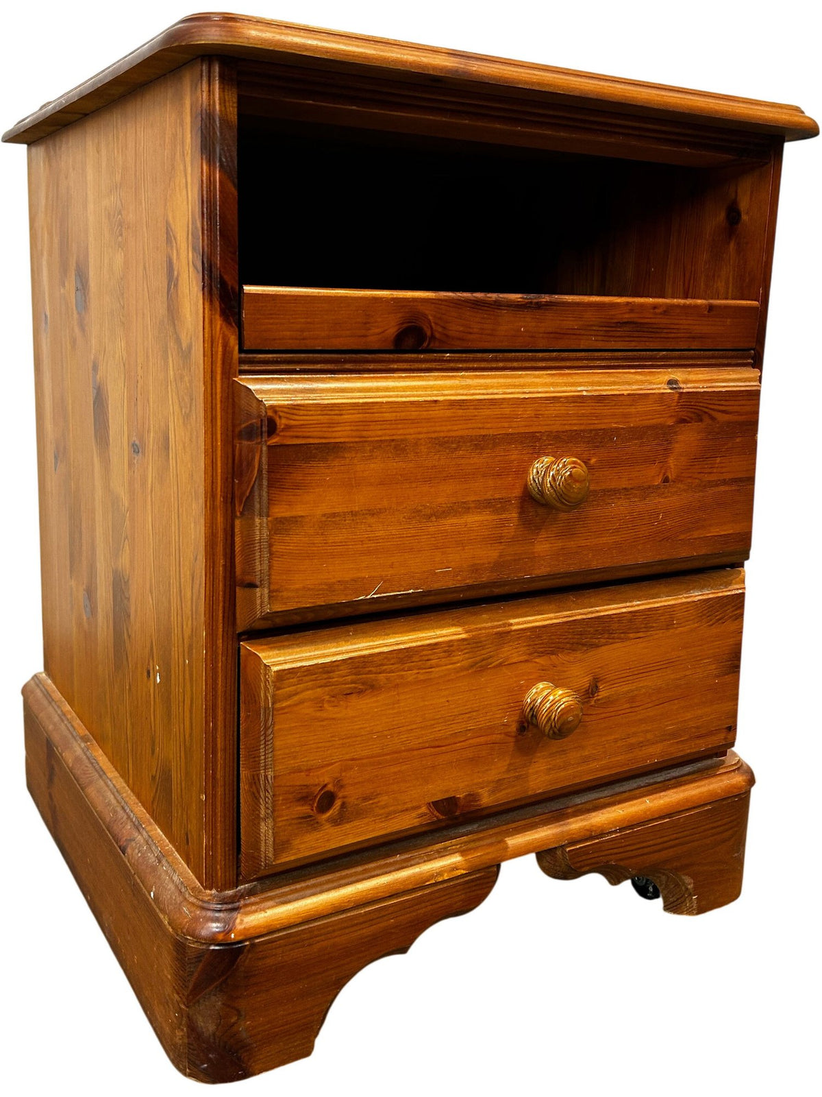 Vintage Wooden Nightstand Two Drawers Pine (Pre-Loved)