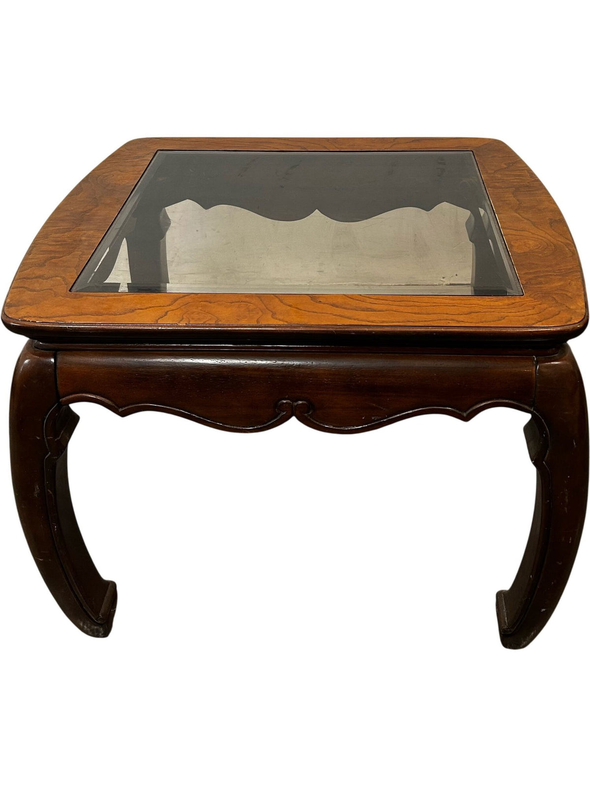 Antique Wooden Coffee Table with Glass Top (Pre-Loved)