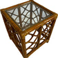 Rattan Glass Accent Table 36cm (Pre-Loved)