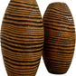 Pair Brown Black Striped Textured Decorative Vases 35cm (Pre-Loved)