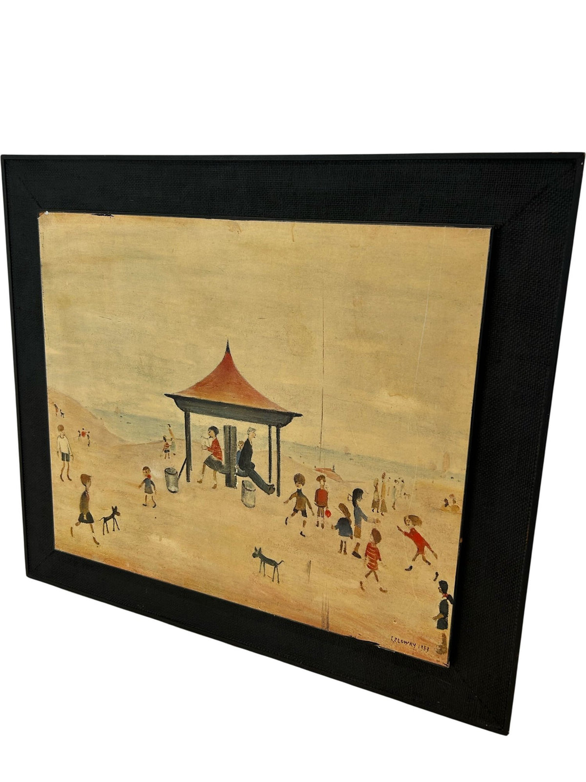 L S Lowry On the Sands 1953 Framed Beach Scene Art Print Wall Decor (Pre-Loved)