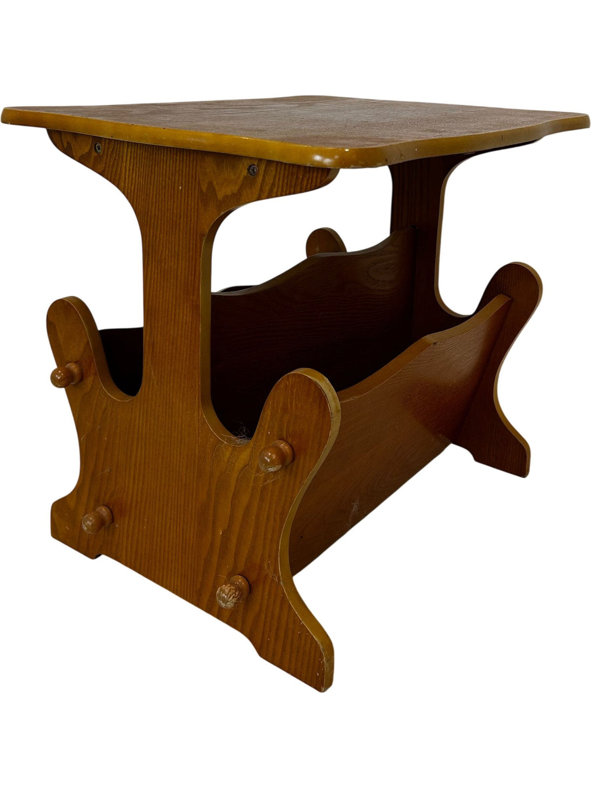 Vintage Style Wooden Magazine Rack Side Table Storage Stand (Pre-Loved)
