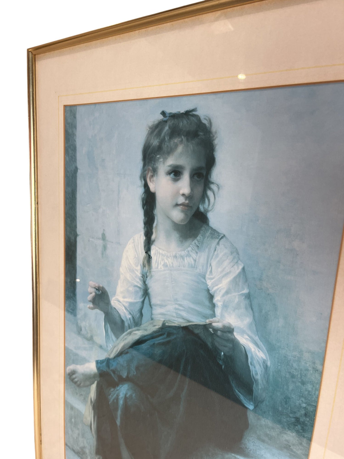 Bouguereau Print The Young Seamstress Framed (Pre-Loved)