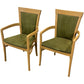 Pair Of Honey Oak Green Moss Upholstered Dining Chairs (Pre-Loved)