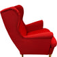 Reupholstered Red Wingback Armchair Fabric Wooden Legs Accent Chair (Pre-Loved)