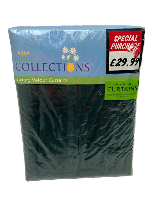 Luxury Green Velour Curtains (New)