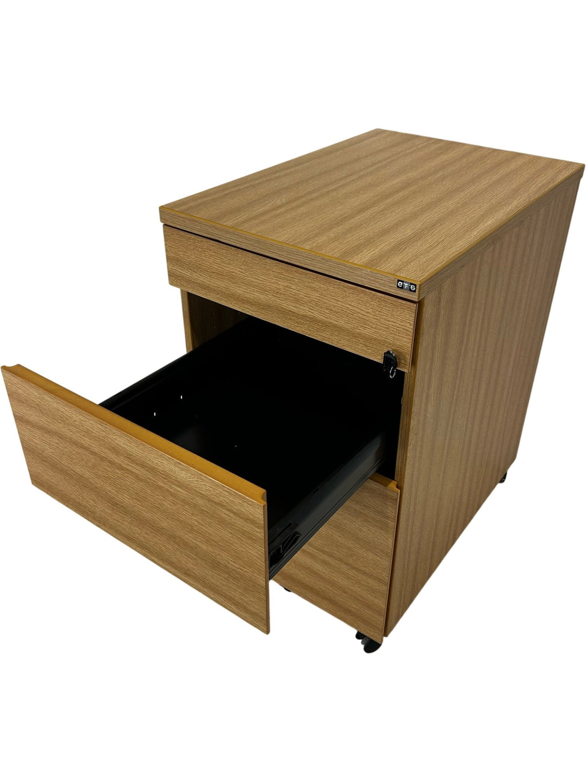 EFG 3 Drawer Mobile Pedestal Filing Cabinet Lockable Oak Effect (Pre-Loved)