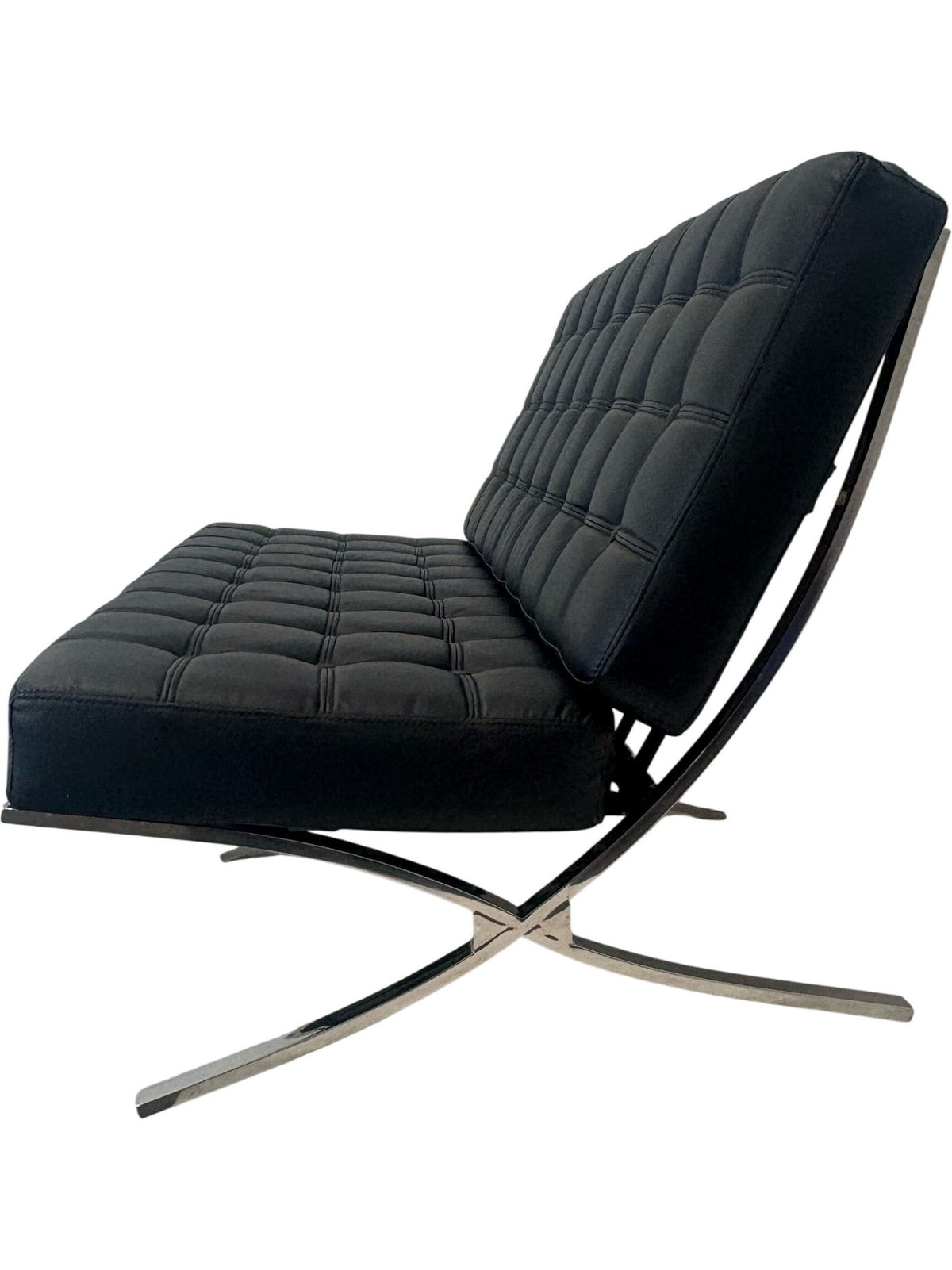 Black Leather Sofa Chrome Frame (Pre-Loved)