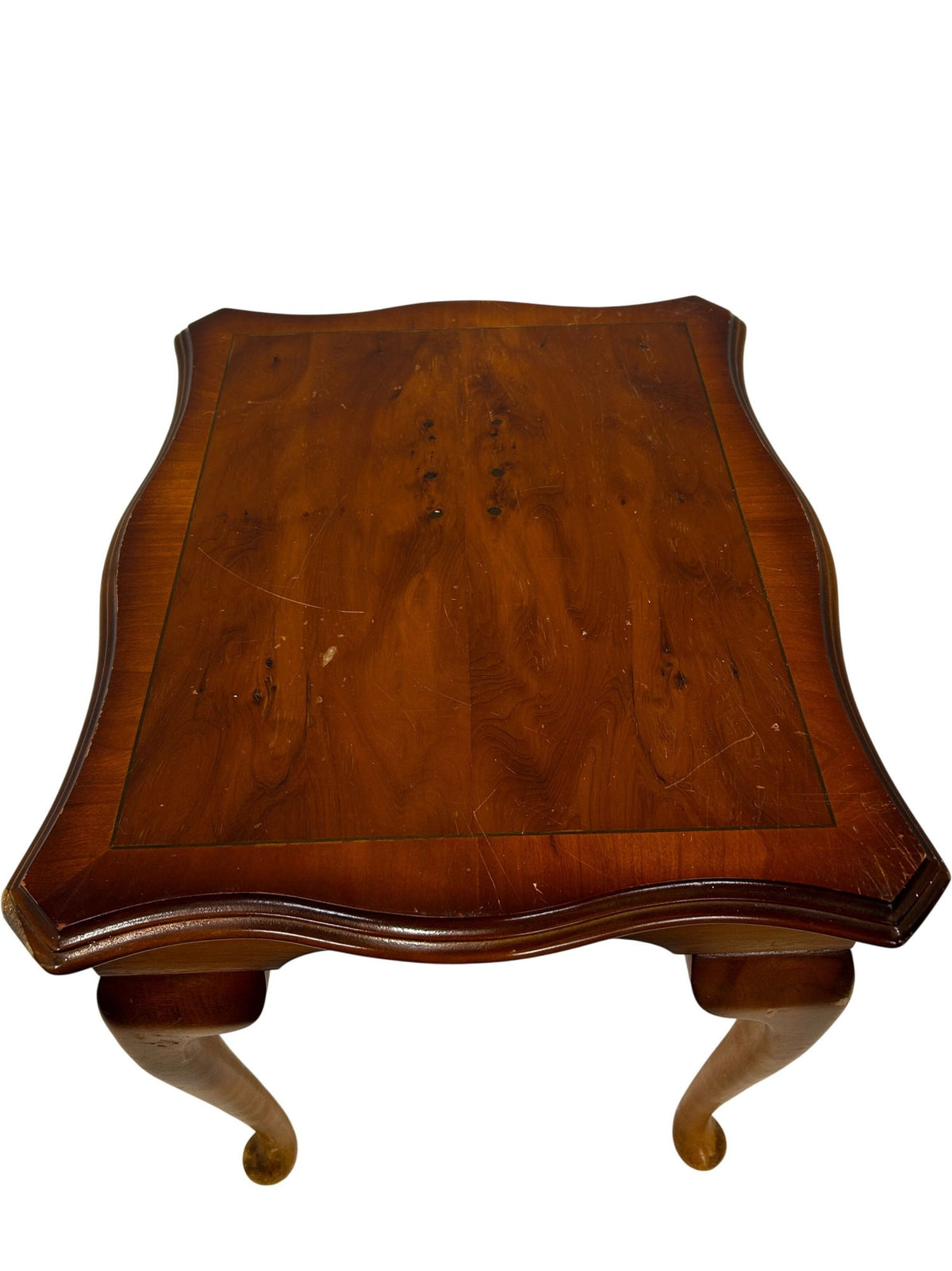 Vintage Wooden Side Table Queen Anne Style Curved Legs Brown (Pre-Loved)