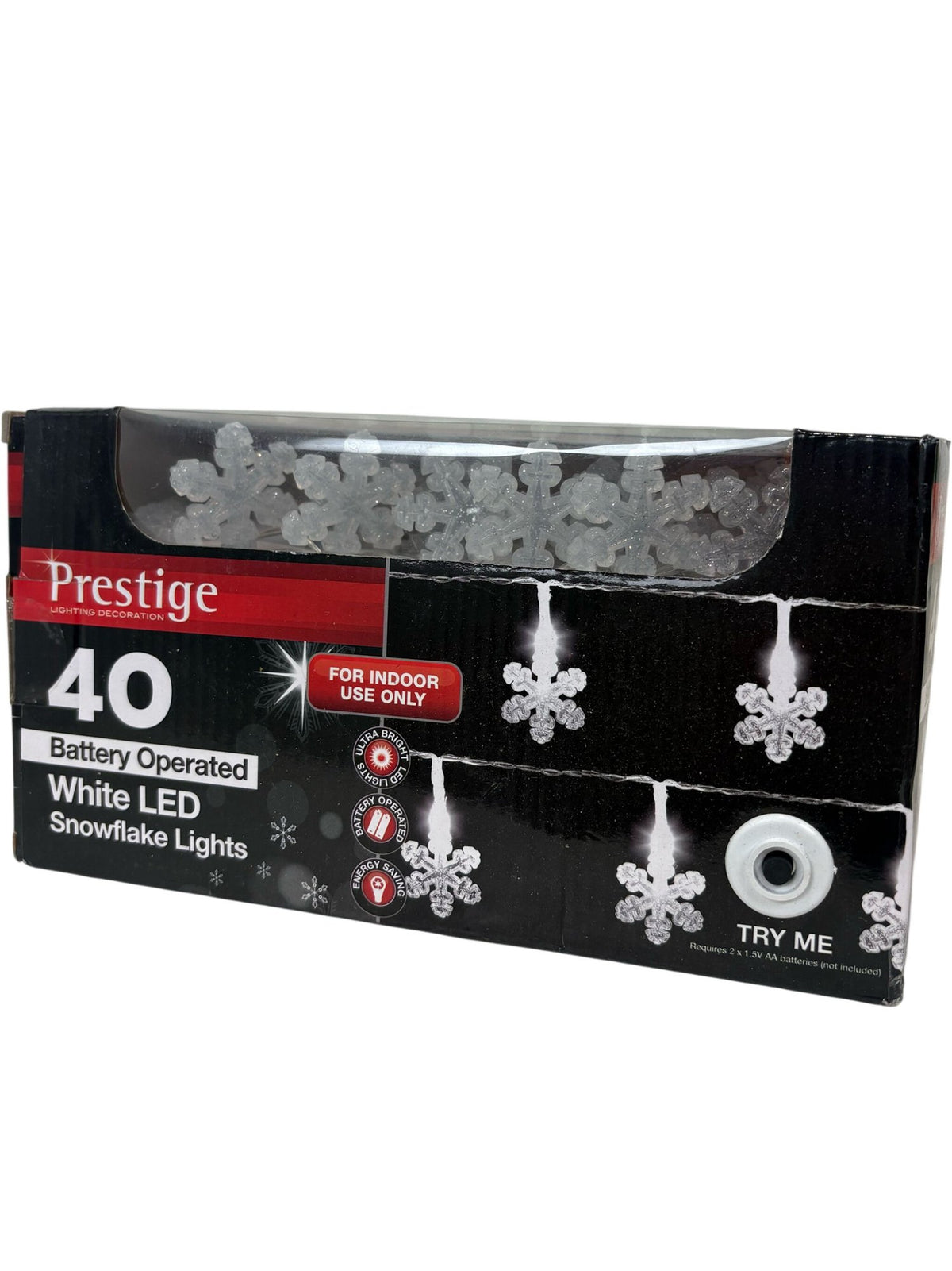 Prestige White LED Snowflake Lights 40 Battery Operated (Unused)