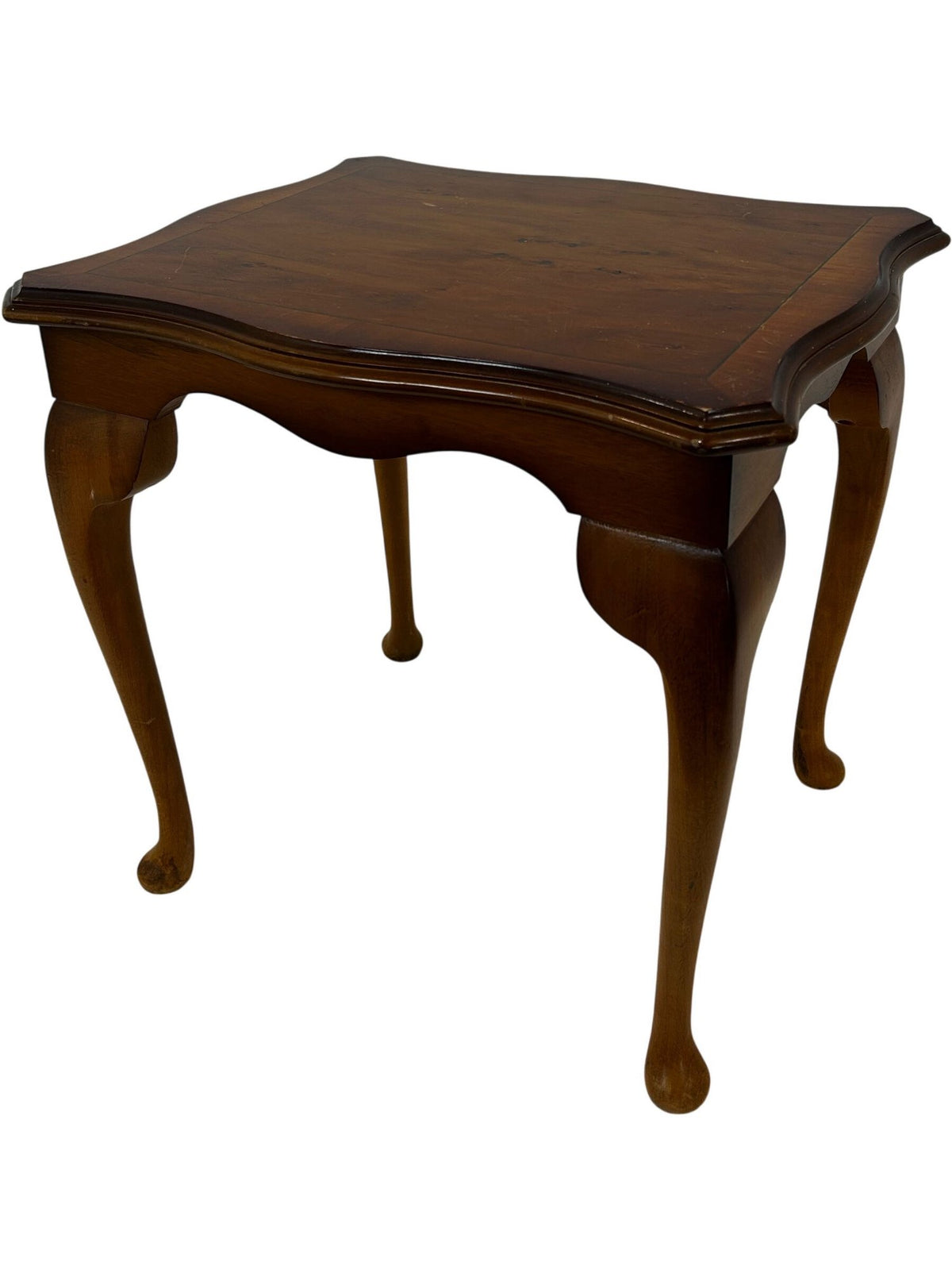 Vintage Wooden Side Table Queen Anne Style Curved Legs Brown (Pre-Loved)