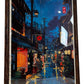 Framed Japanese Night Street Cityscape Art Print Wall Decor (Pre-Loved)