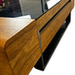 Large Black Glass Coffee Table Wood Finish Storage Chrome Frame (Pre-Loved)