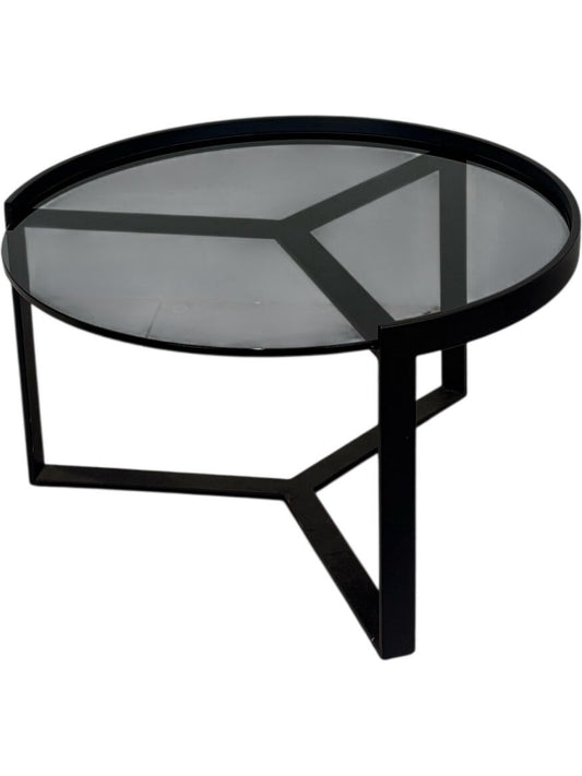 'Made.com' Modern Glass Top Coffee Table Black Metal Frame (Pre-Loved)