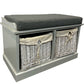 Storage Bench with Cushion and Wicker Baskets (Pre-Loved)