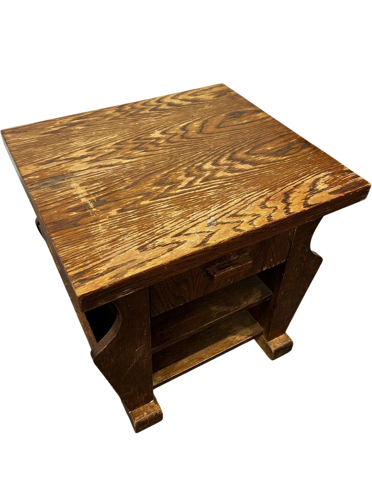 Vintage Wooden Accent Table with Drawer and Shelves (Pre-Loved)