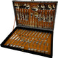 Vintage Ornate Cutlery Set in Houndstooth Canteen Case Silver Tone (Pre-Loved)