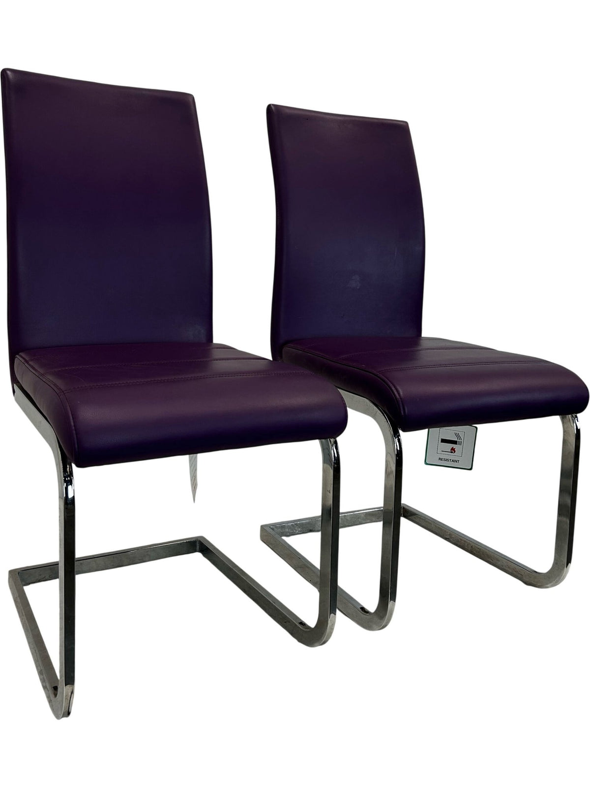 Pair of Purple Cantilever Dining Chairs Chrome Metal Frame (Pre-Loved)