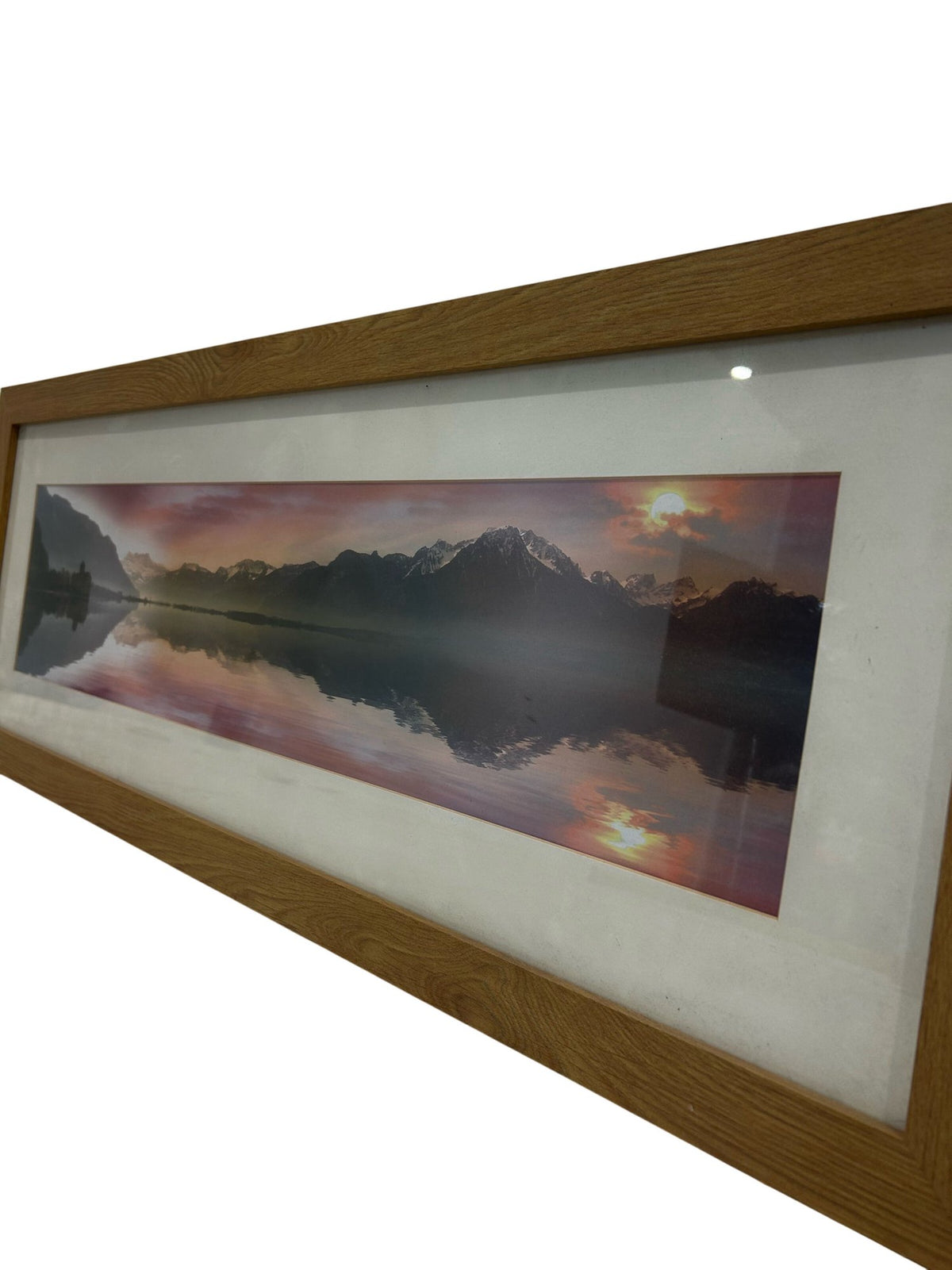 Panoramic Mountain Lake Sunset Framed Landscape Wall Art 99cm (Pre-Loved)