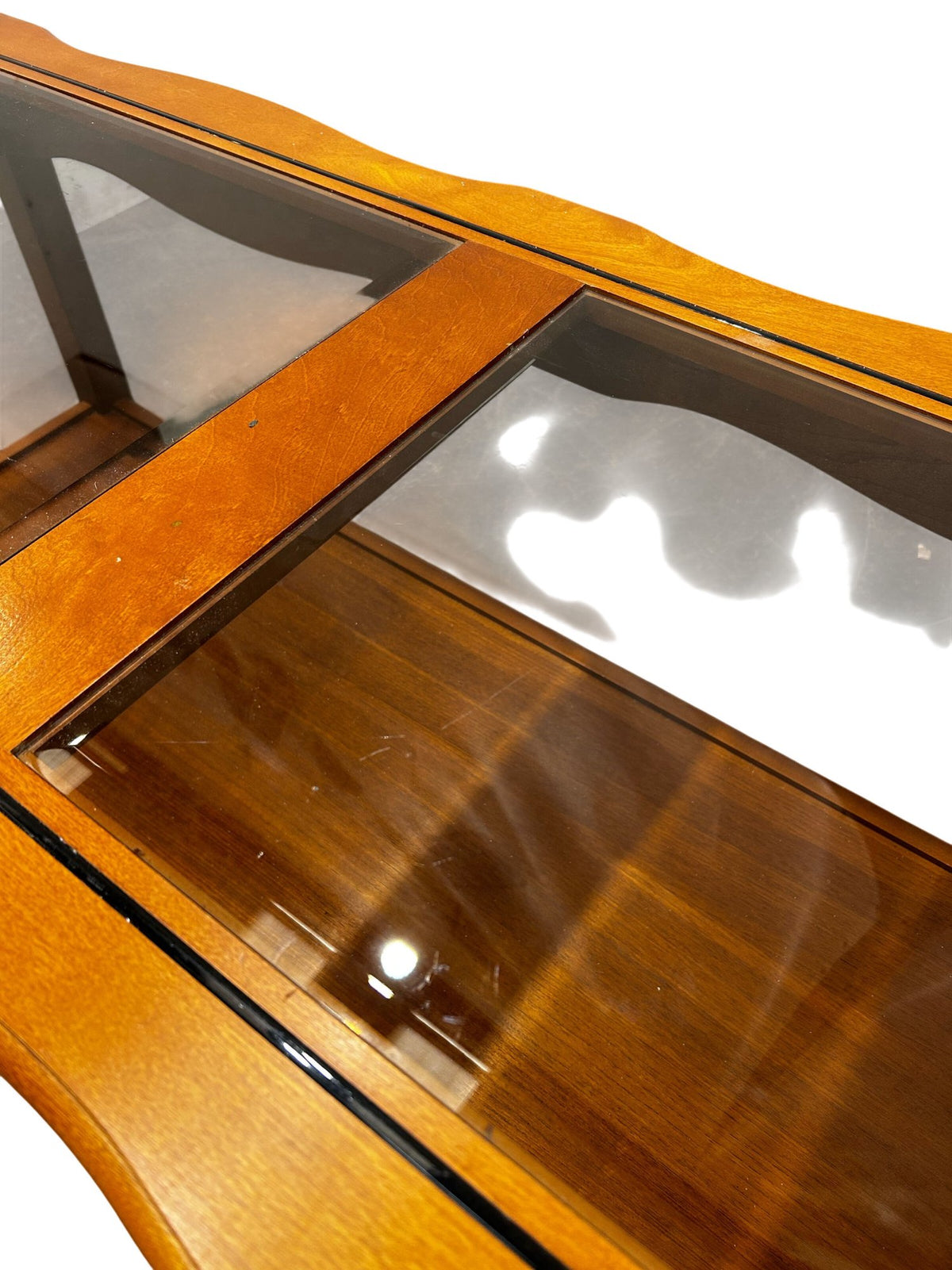 Traditional Glass Top Coffee Table with Lower Shelf (Pre-Loved)