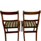 Pair Vintage Style Wooden Dining Chairs Striped Upholstered Seats (Pre-Loved)