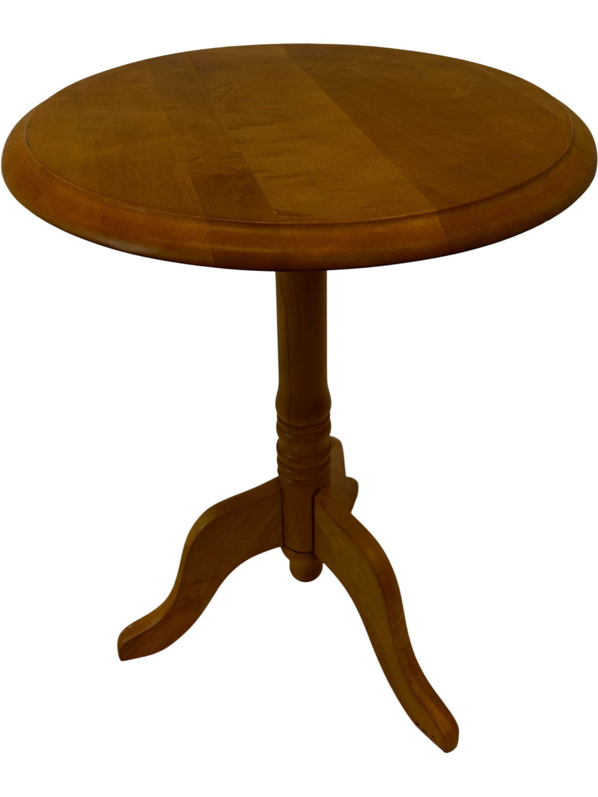 Round Wooden Pedestal Side Table Tripod Base Brown Occasional Table (Pre-Loved)