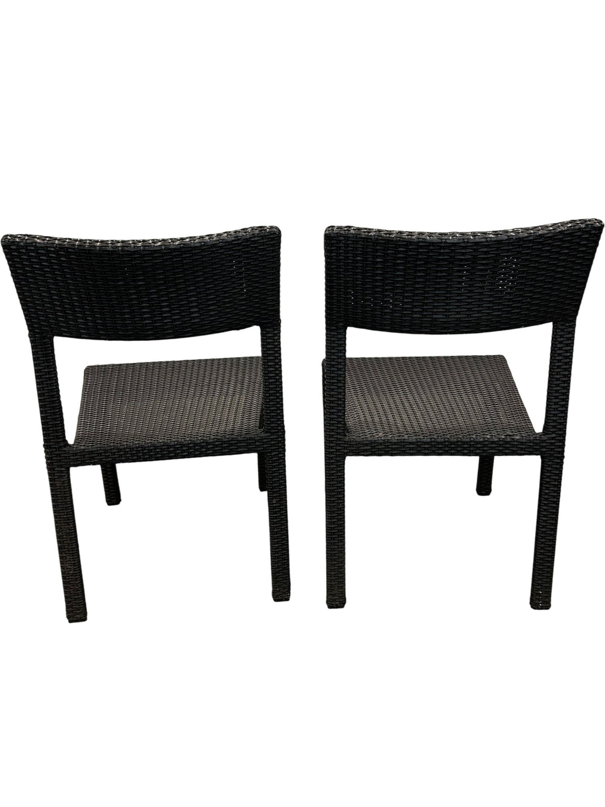 Pair of Black Rattan Effect Garden Chairs (Pre-Loved)