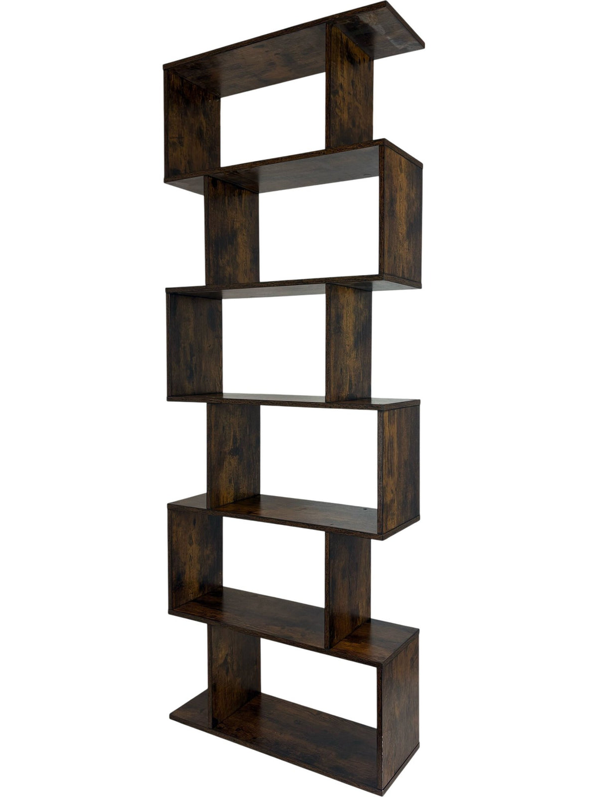 Modern Wooden Bookcase Tall Shelf Unit Zigzag Design (Pre-Loved)