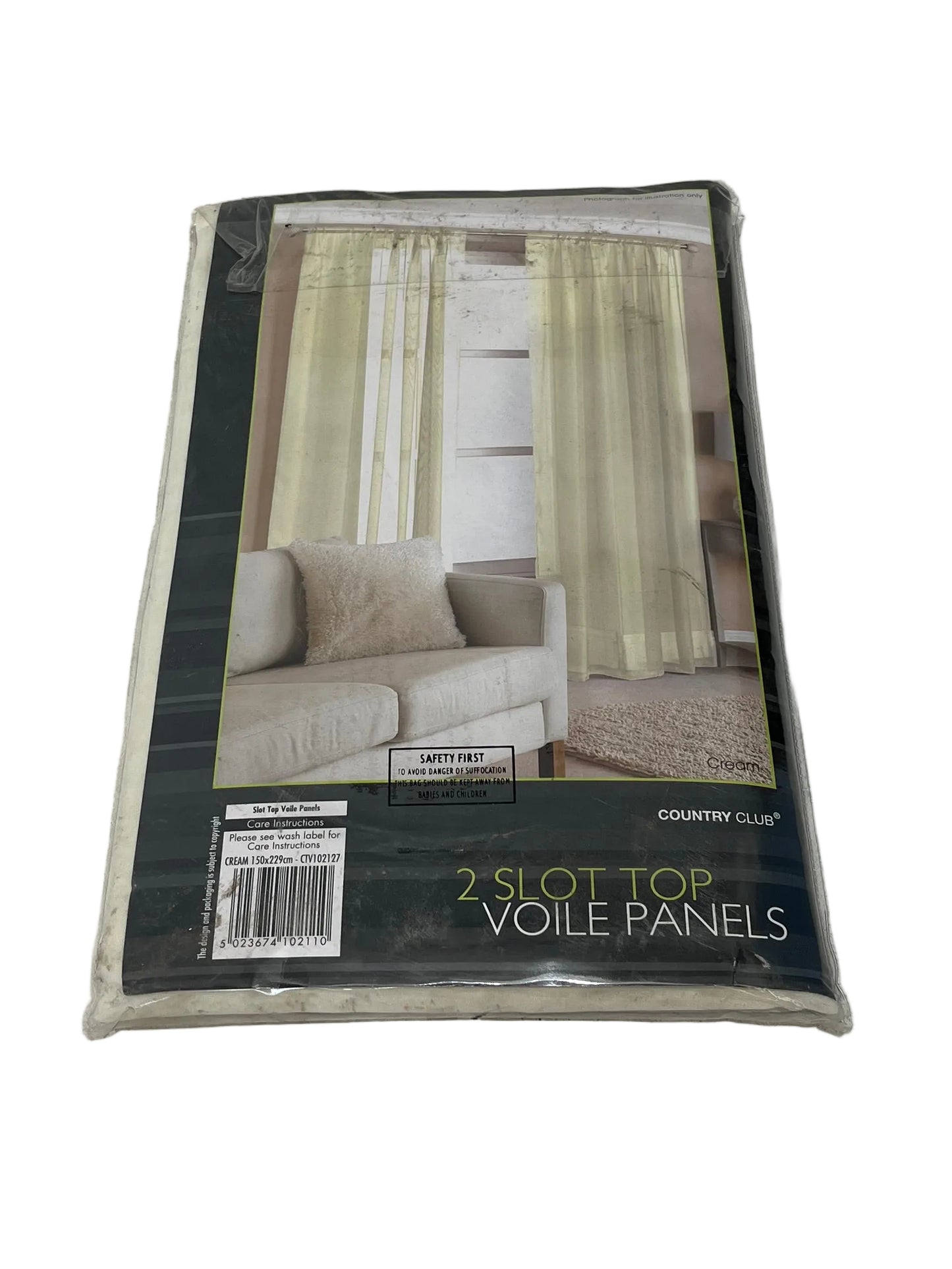 Country Club Light Green 2 Slot Top Voile Panels (New)
