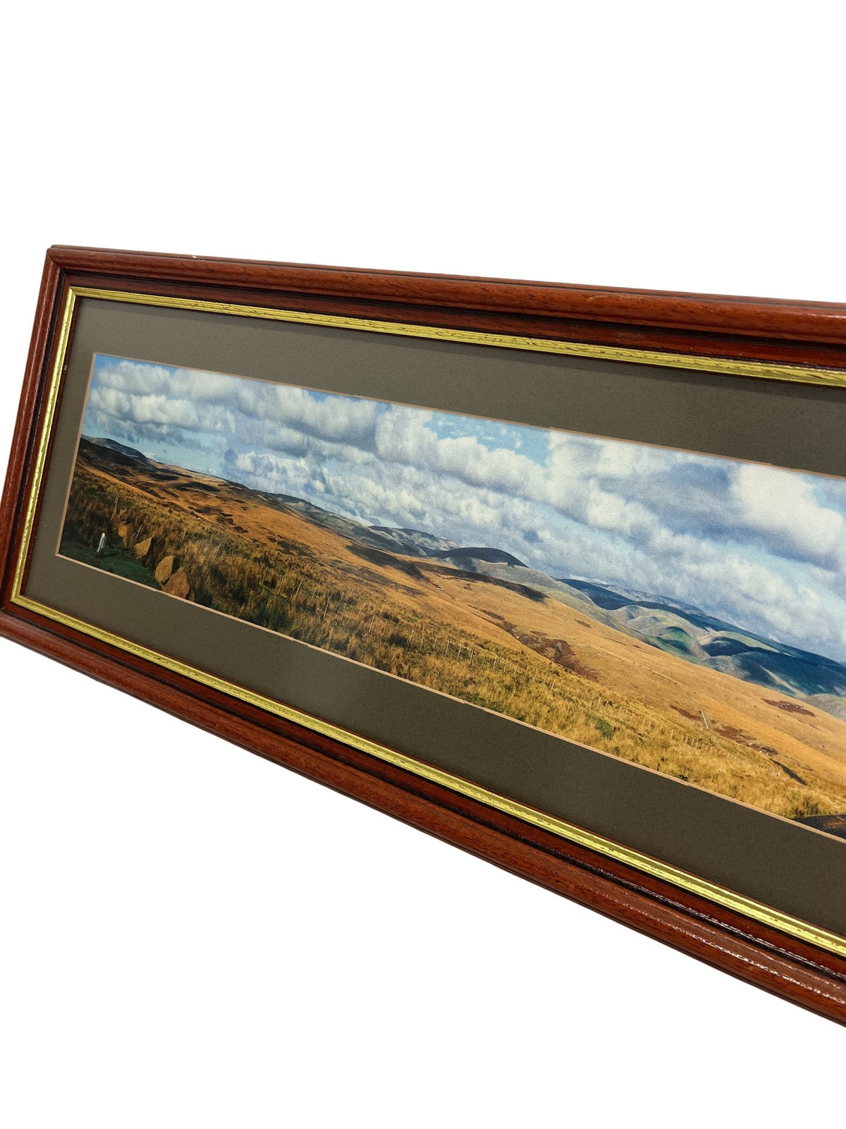 Framed Panoramic Countryside Landscape Scene Wooden Frame Wall Art (Pre-Loved)