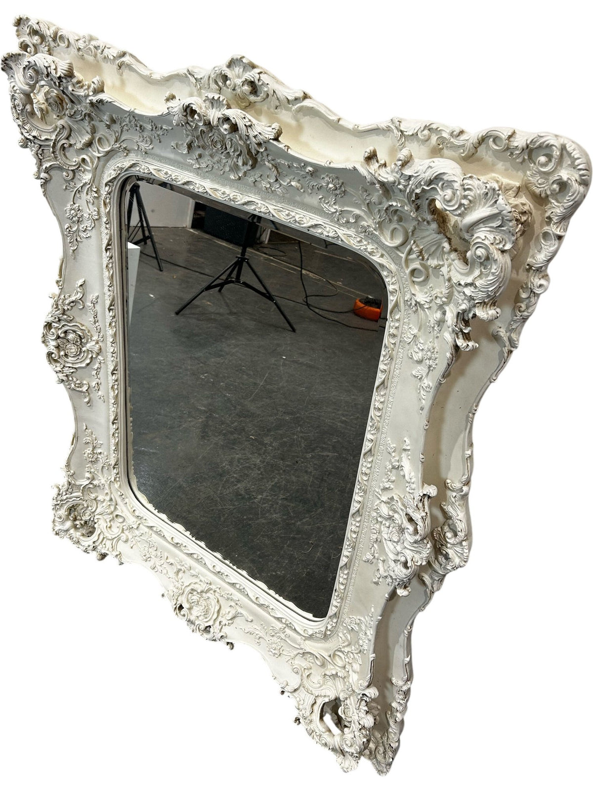 Large Ornate White Baroque Style Wall Mirror (Pre-Loved)