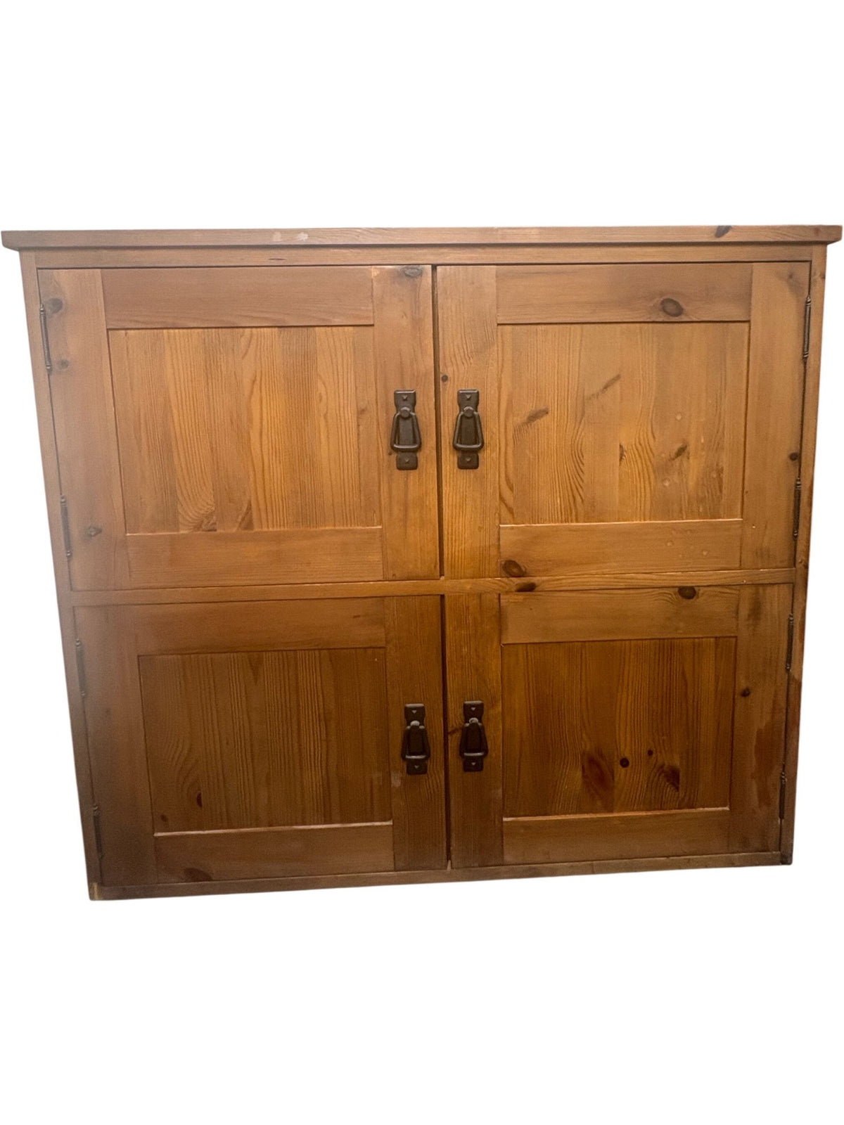 Solid Wood Storage Cabinet with Double Doors and Black Handles (Pre-Loved)