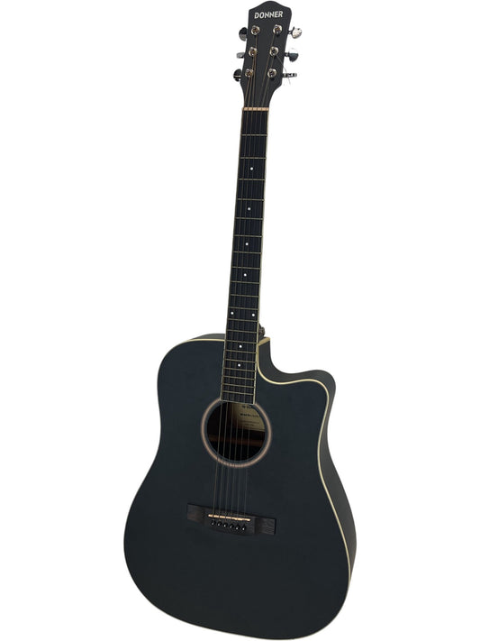 Donner DAG-1CB Matte Black Acoustic Guitar With Strap And Bag (Unused)