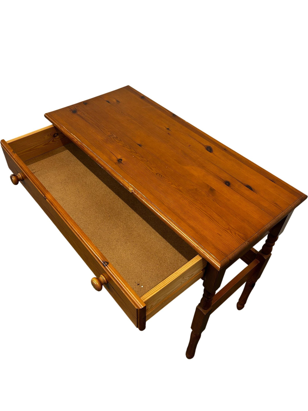 Vintage Pine Style Console Table with Drawer & Turned Legs 90cm (Pre-Loved)