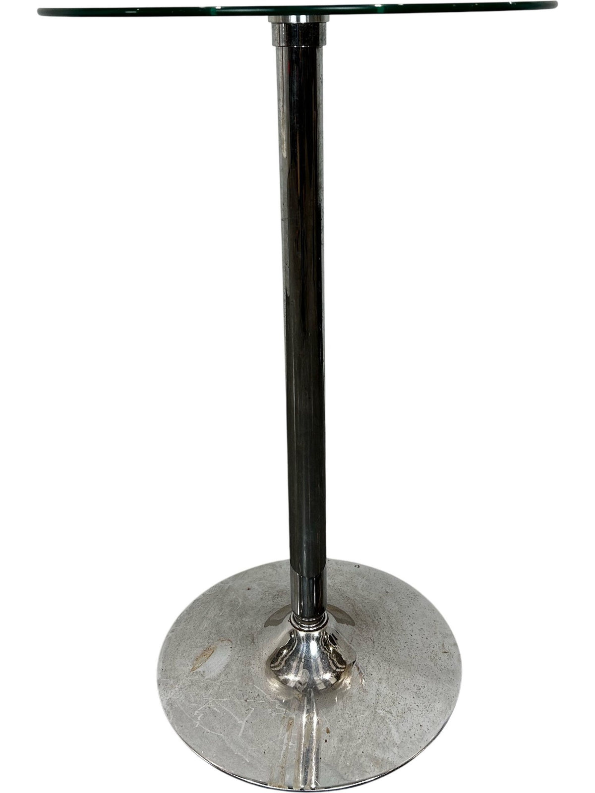 Round Glass Bar Table with Chrome Pedestal Base 60cm (Pre-Loved)