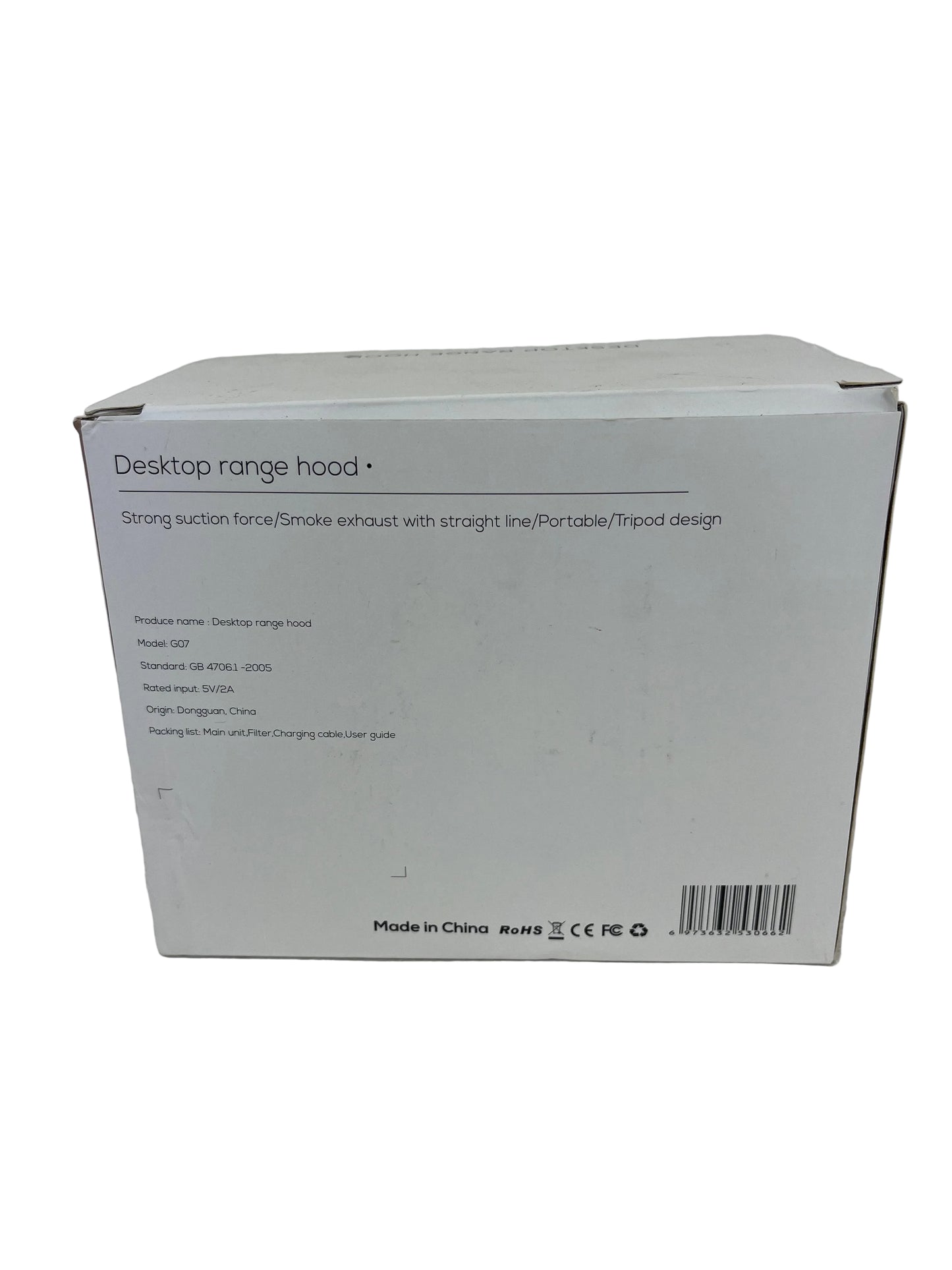 Desktop Range Hood Portable Clean Oil Fumes Suction Fan (New)