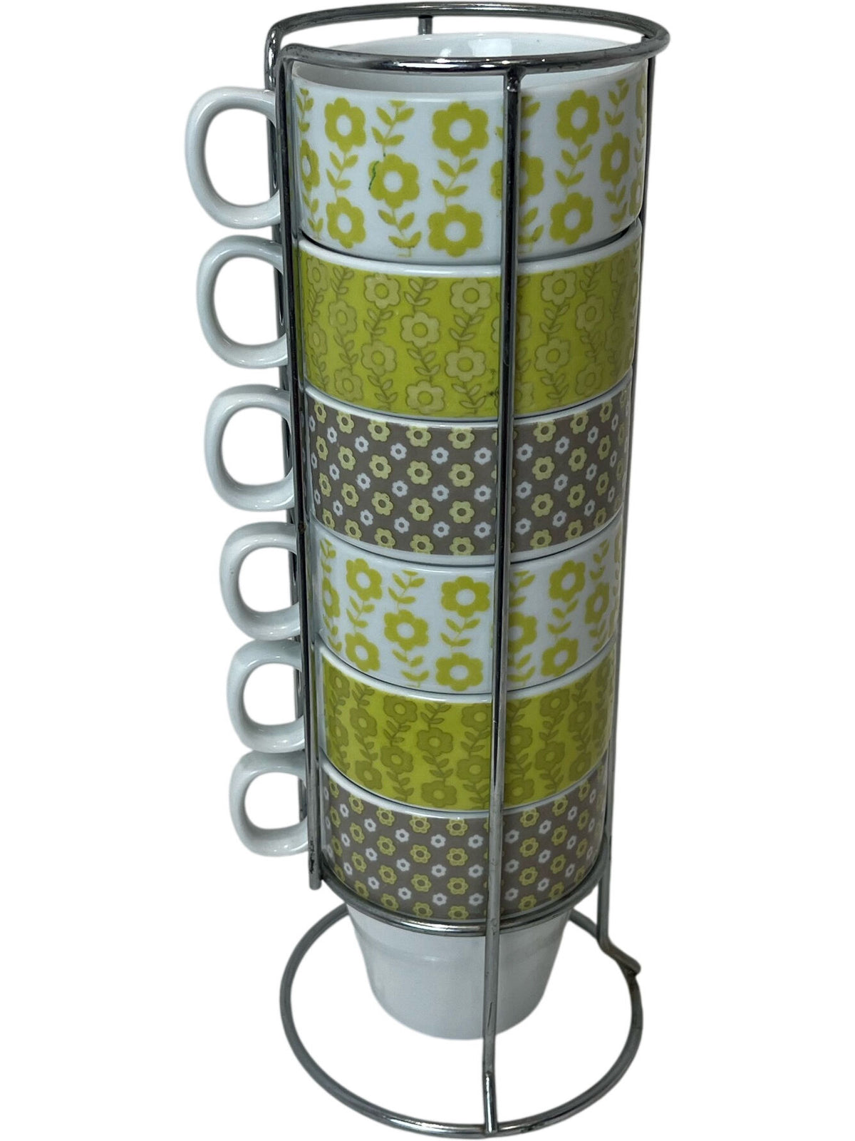 Floral Stackable Mug Set with Metal Stand (Pre-Loved)