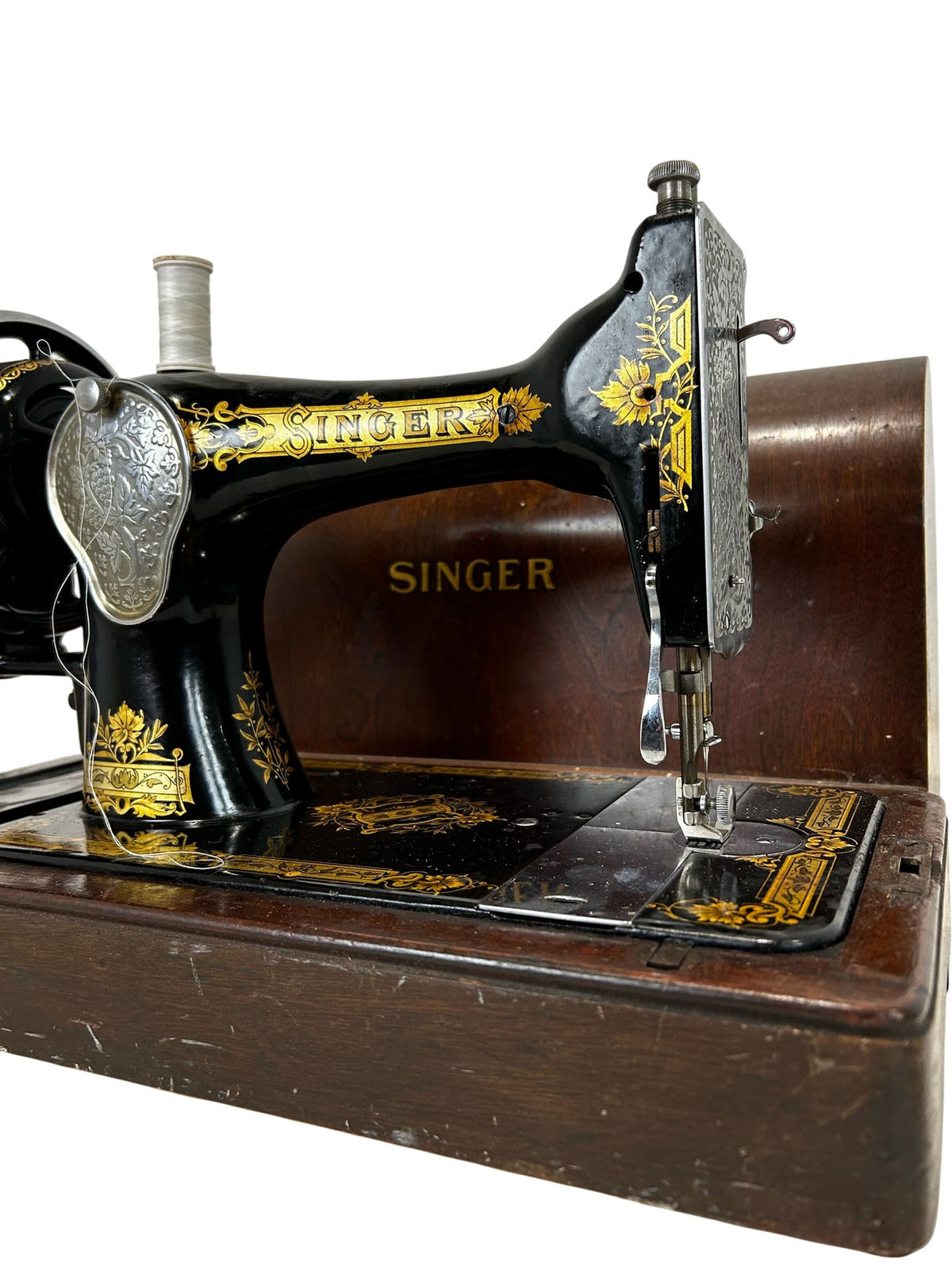 Vintage Singer Hand Crank Sewing Machine with Wooden Case (Pre-Loved)
