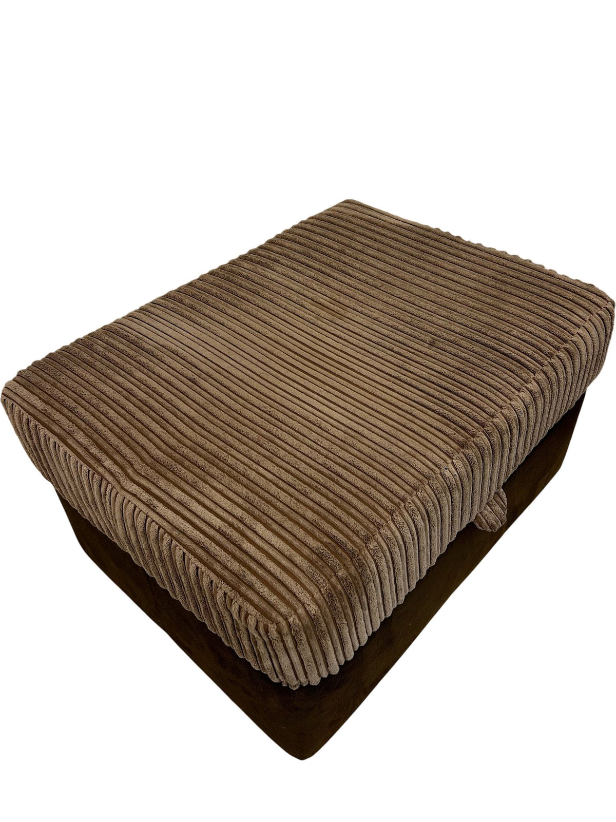 Large Brown Corduroy Storage Ottoman Footstool with Lift-Up Lid (Pre-Loved)