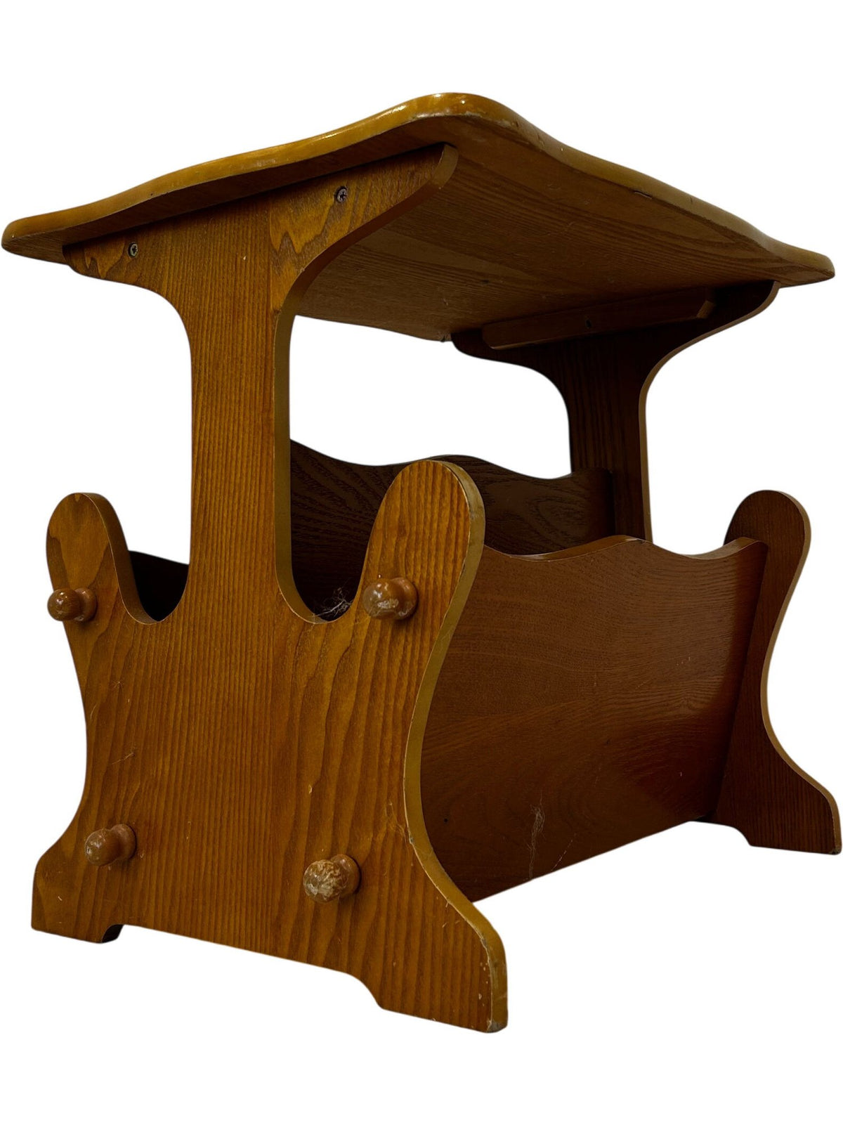 Vintage Style Wooden Magazine Rack Side Table Storage Stand (Pre-Loved)