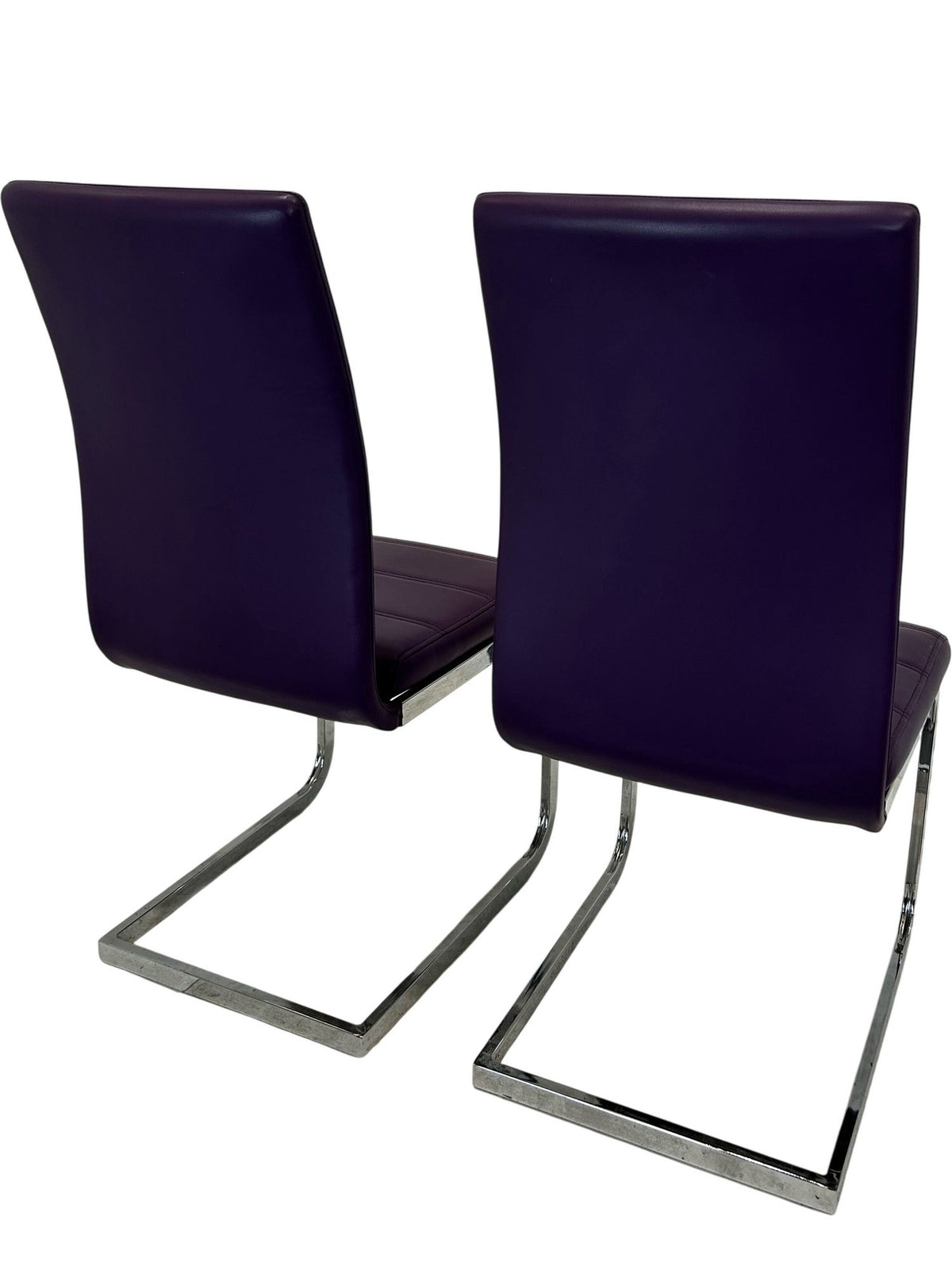 Pair of Purple Cantilever Dining Chairs Chrome Metal Frame (Pre-Loved)